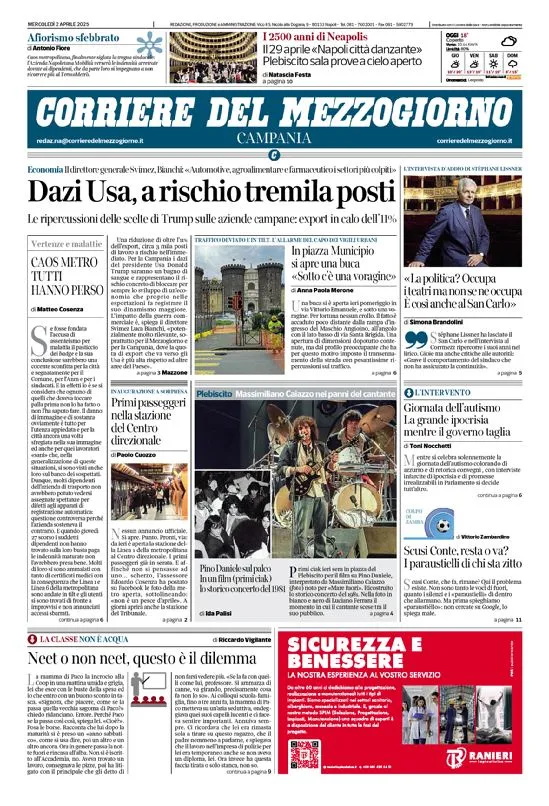 Prima-pagina-corriere del mezzogiorno-del-2025-04-02